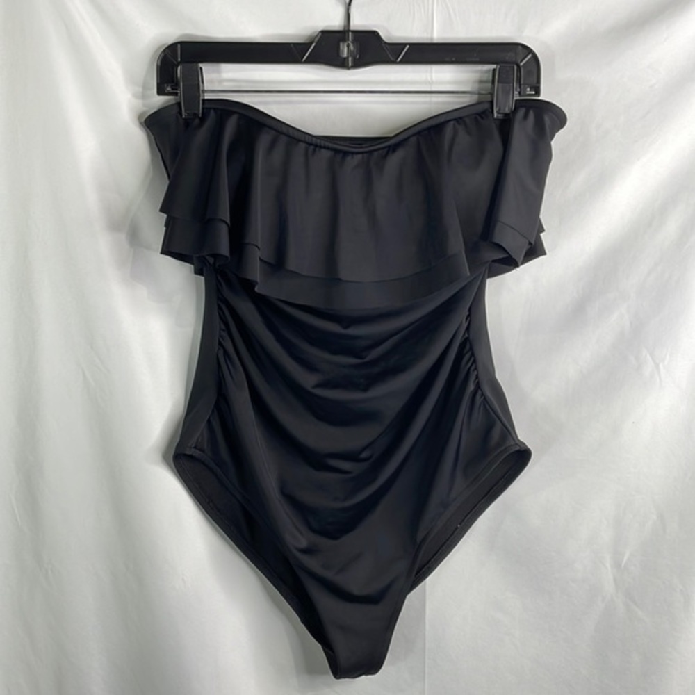 Peyton and Parker strapless ruffle top ruched black one piece